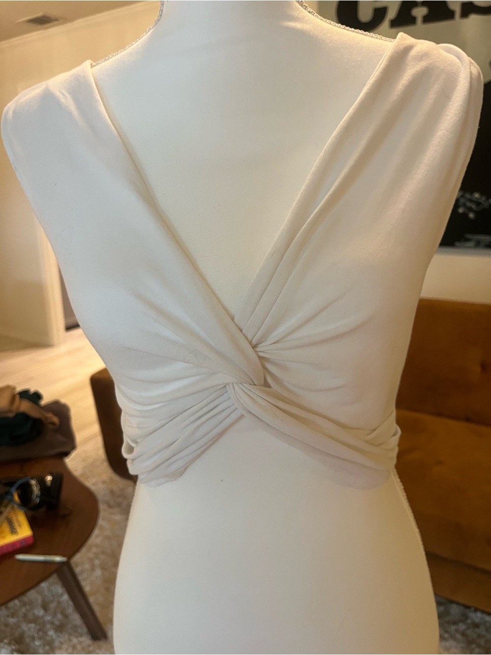 White Crop Top with Twist Detail